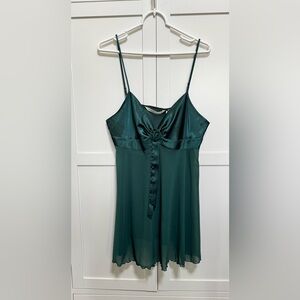 VTG Victoria's Secret 90s Size Large Chemise Green Sheer Babydoll Slip Nightgown